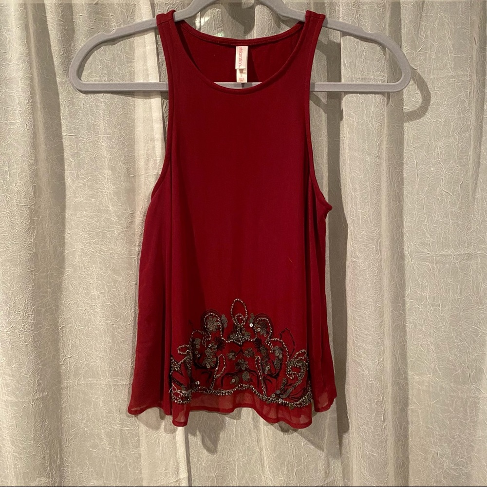 Maroon Beaded Xhilaration Tank Top